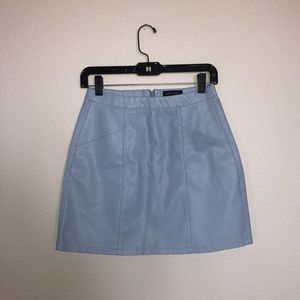 Blue faux leather skirt